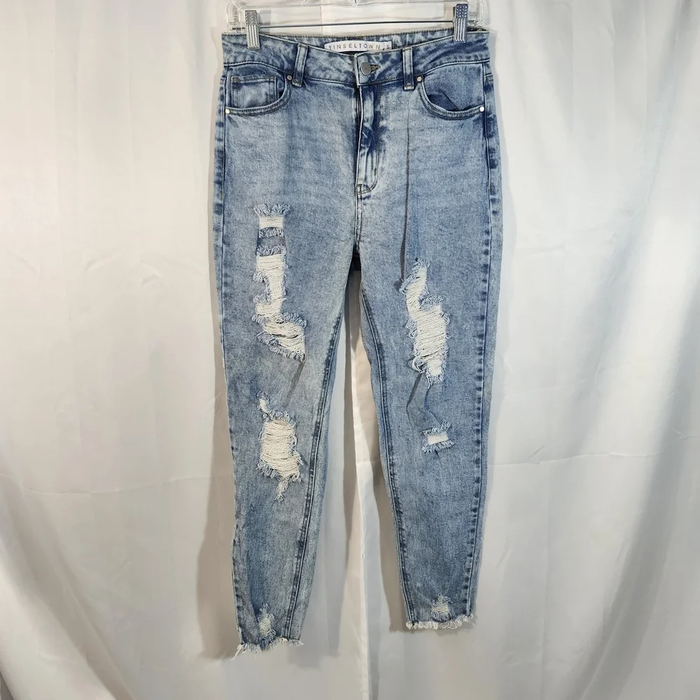 Tinseltown Light Blue Distressed Boyfriend Jeans
